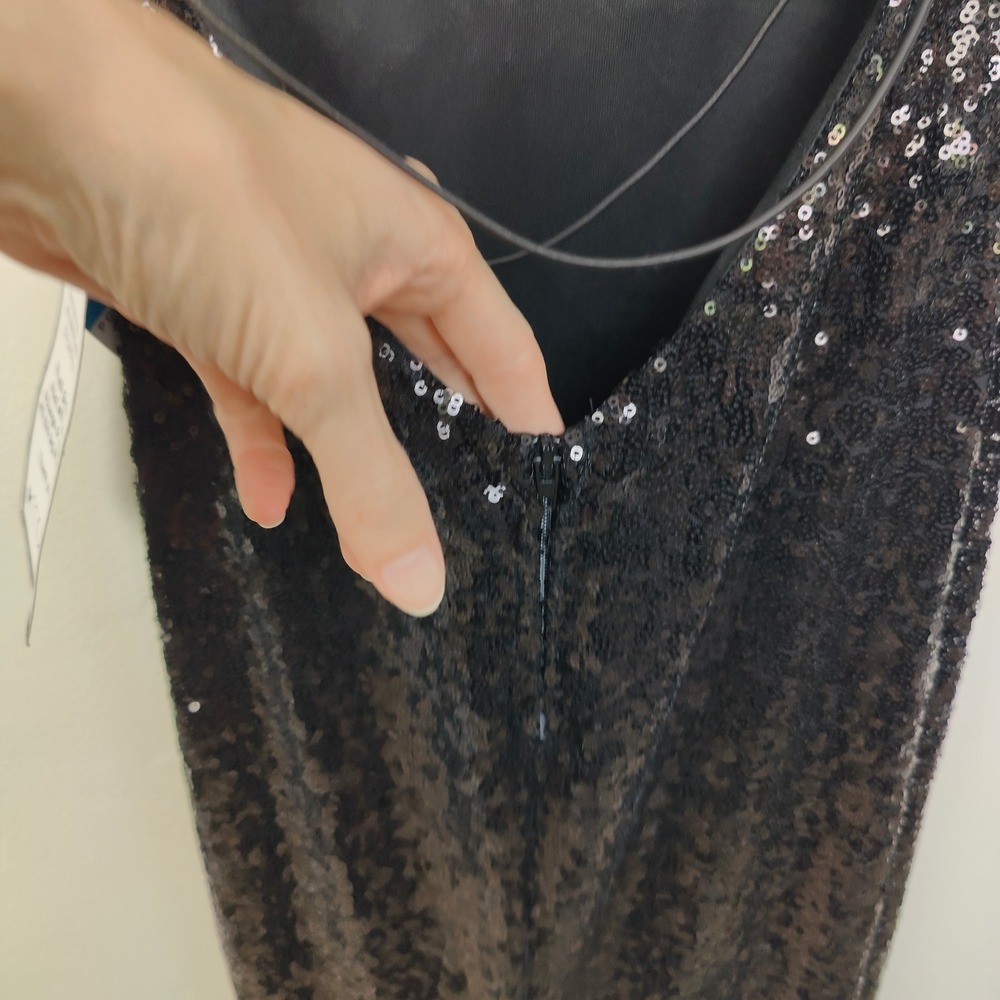 B. Darlin Womens Gown 9 10 Black Sequin V-Neck Open Back Prom Formal Glam Prom - Picture 4 of 9